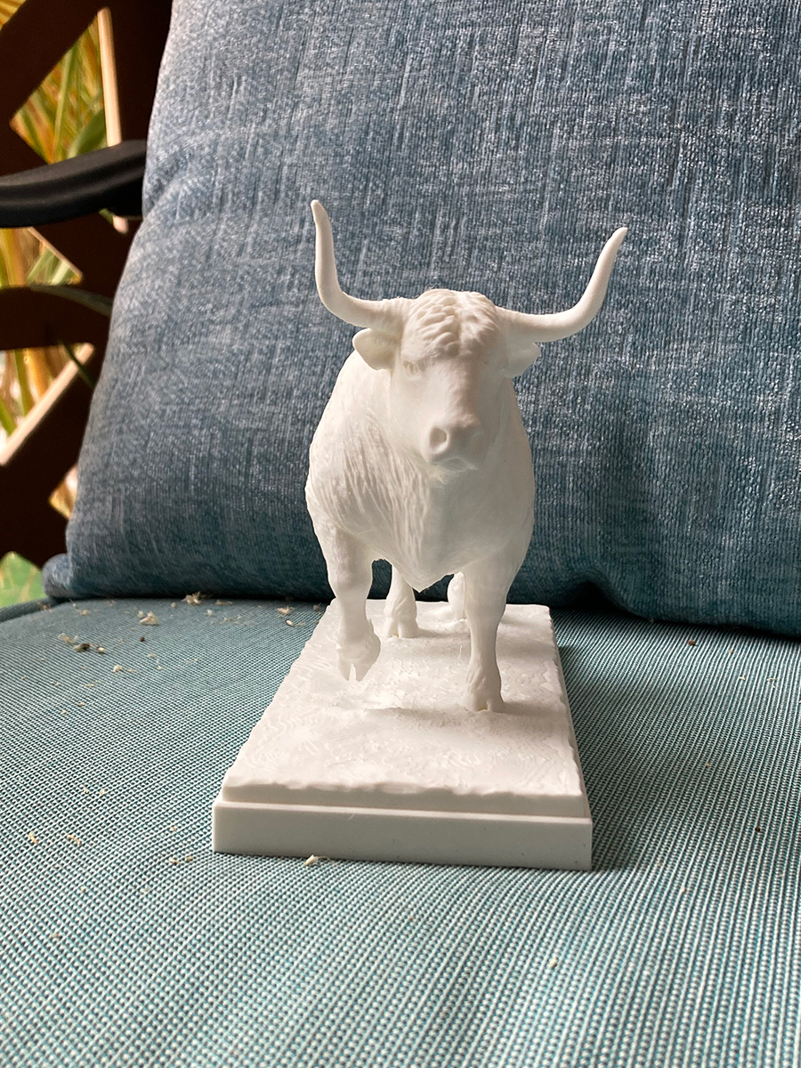 3D Printed Bull Statuette. 3D printing on demand.